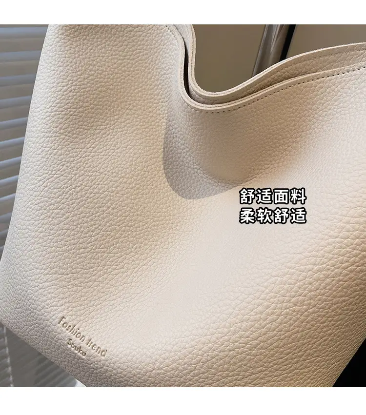 Retro Bucket Bag Large Capacity Shoulder Bag Leather — feature 5