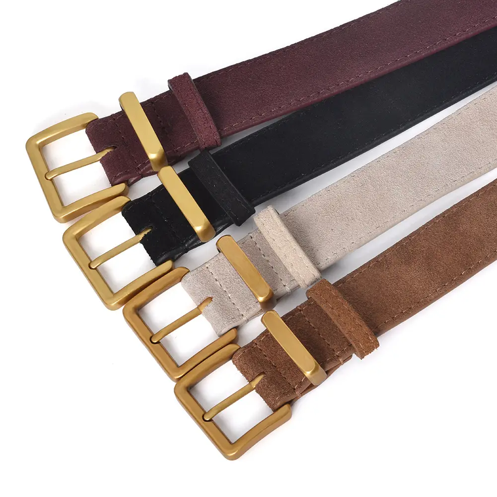 Women Pin Buckle Leather Belt Brown Gold - Image 8