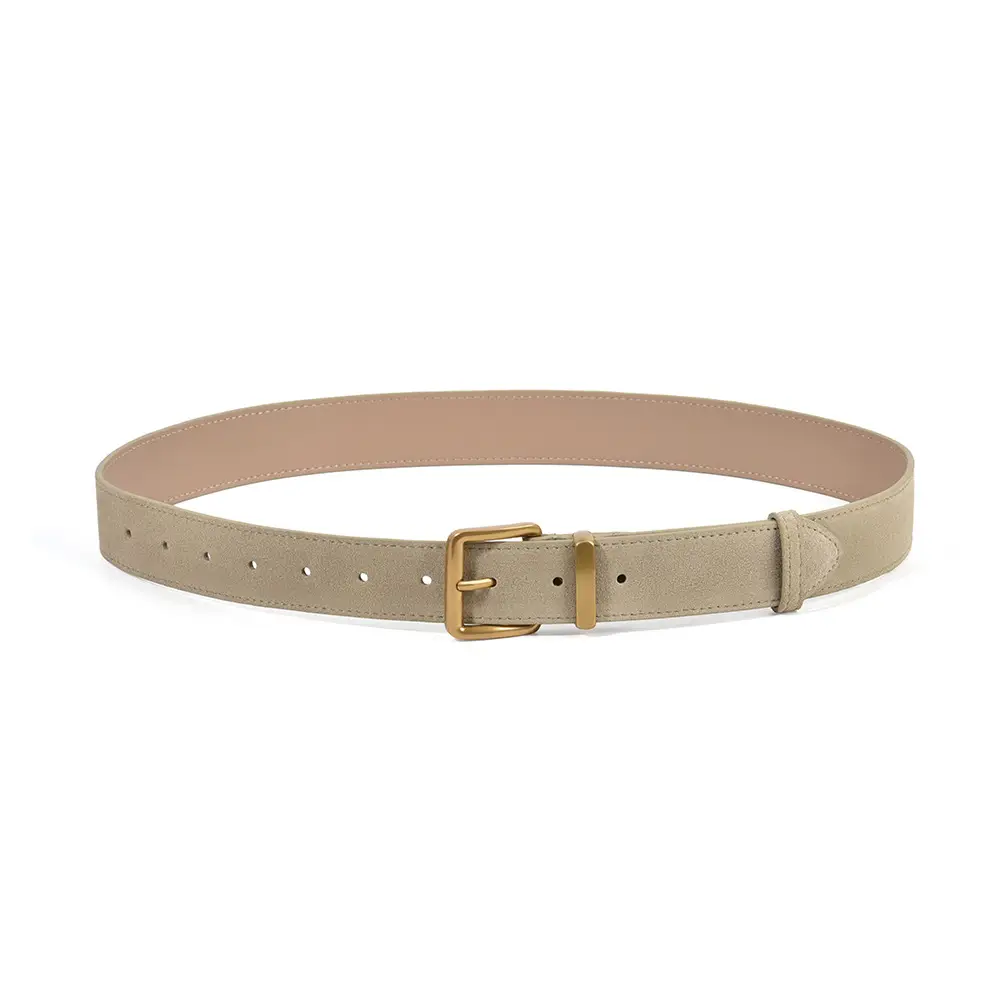 Women Pin Buckle Leather Belt Brown Gold - Image 10
