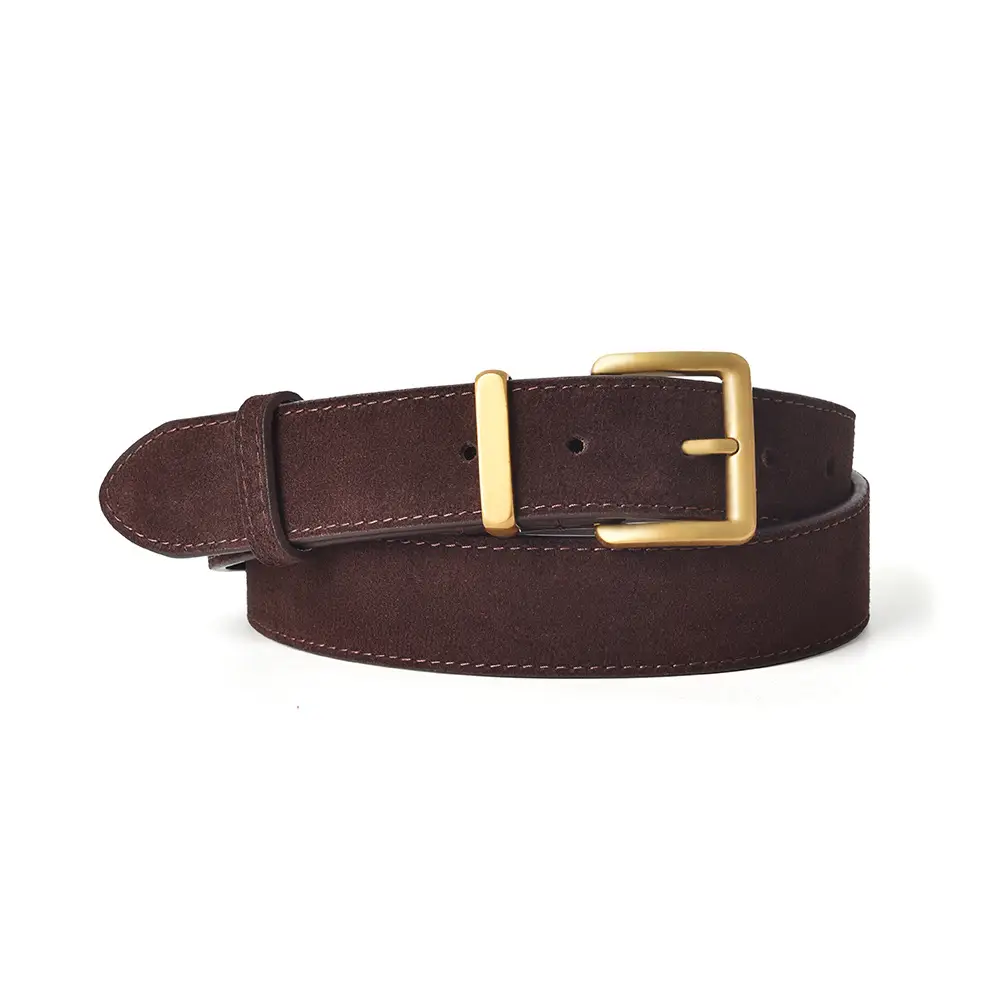 Women Pin Buckle Leather Belt Brown Gold - Image 11
