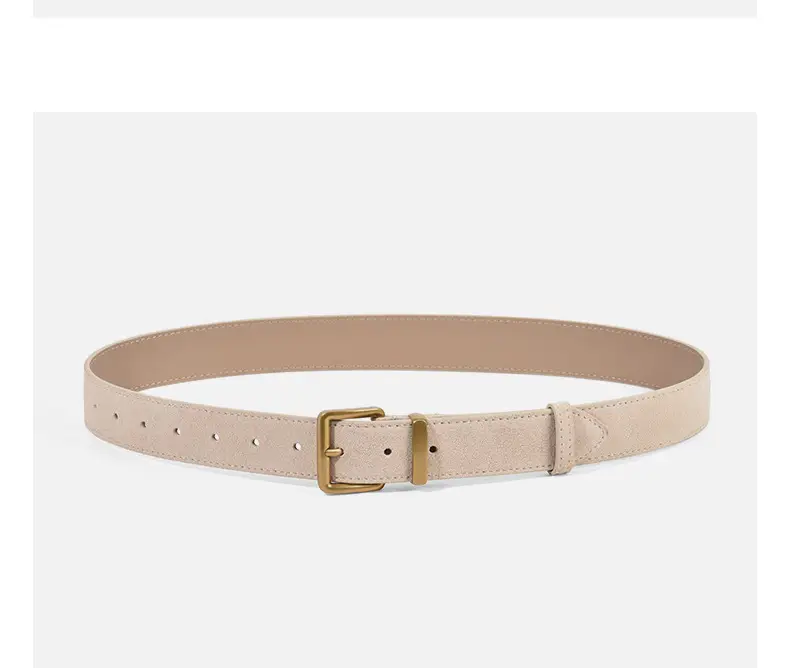 Women Pin Buckle Leather Belt Brown Gold — feature 12
