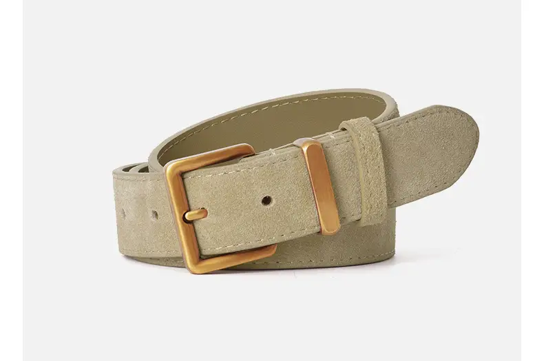 Women Pin Buckle Leather Belt Brown Gold — feature 16