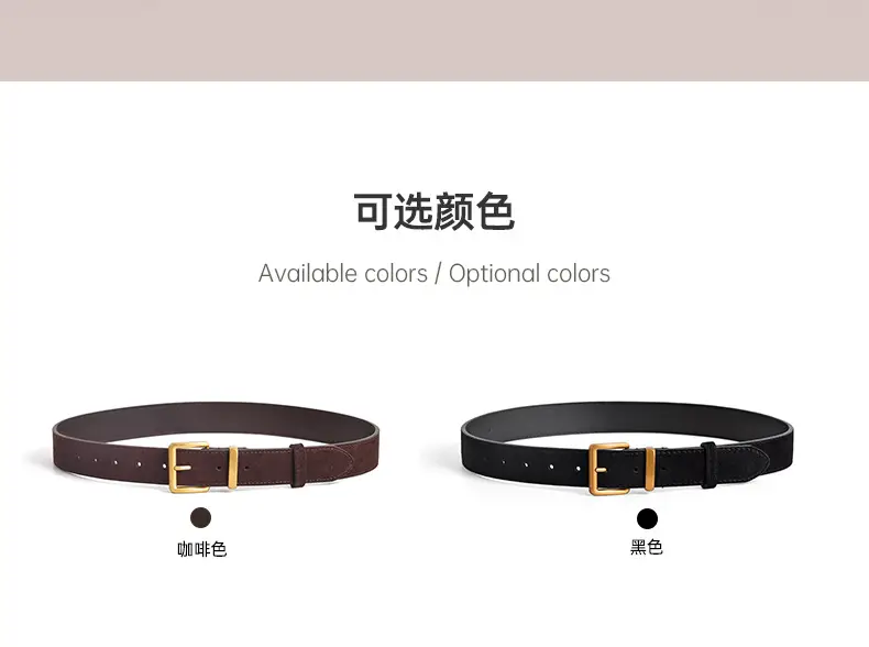 Women Pin Buckle Leather Belt Brown Gold — feature 4
