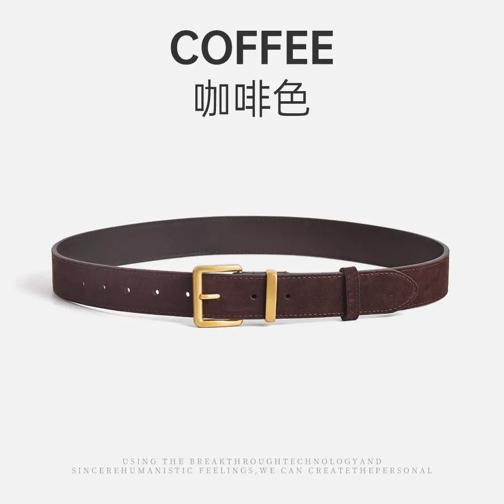 Women Pin Buckle Leather Belt Brown Gold - Image 2