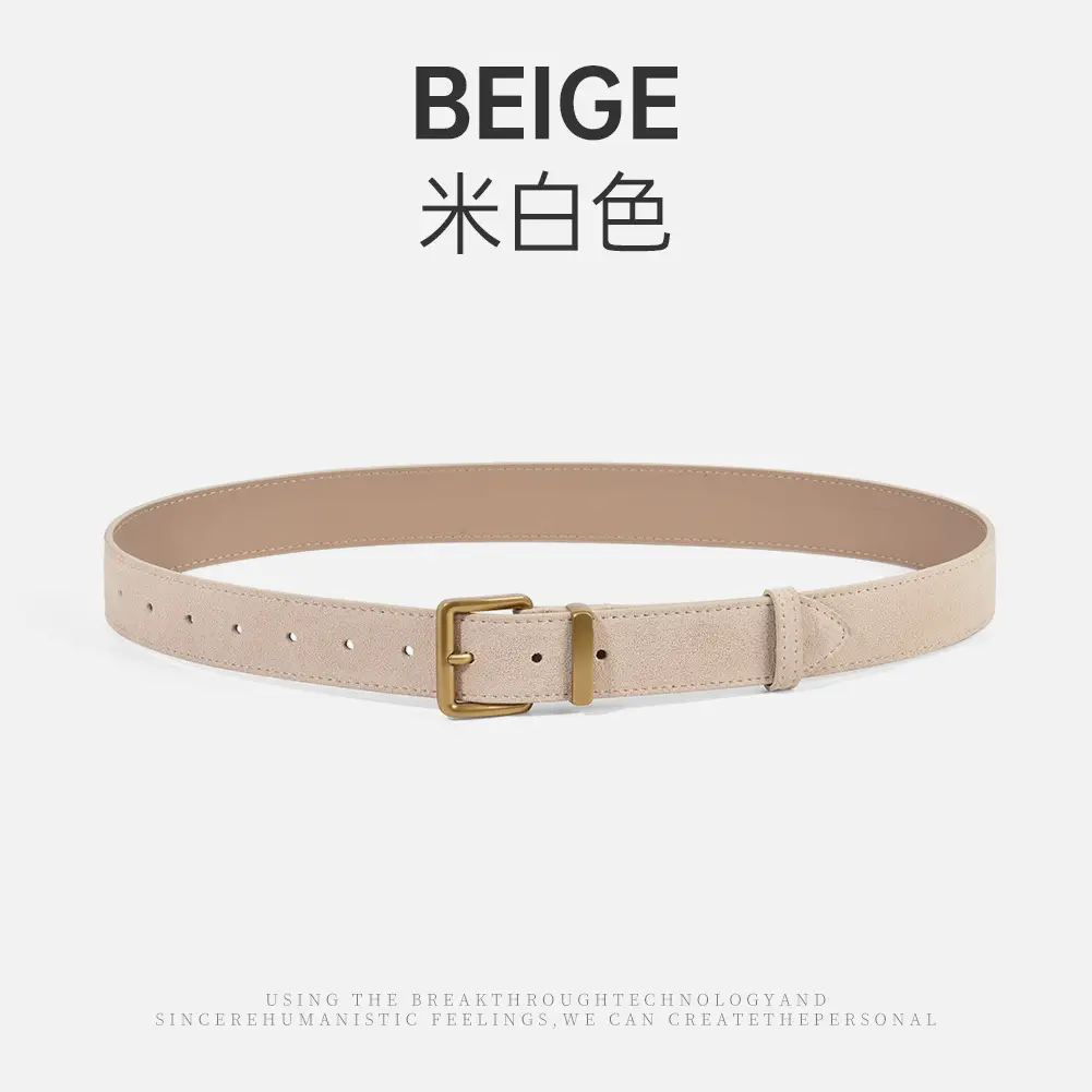 Women Pin Buckle Leather Belt Brown Gold - Image 3