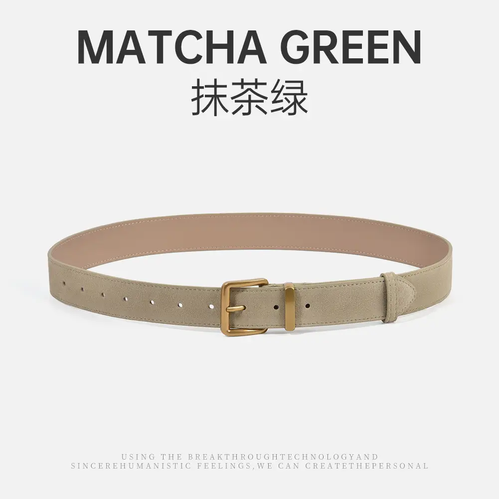Women Pin Buckle Leather Belt Brown Gold - Image 4