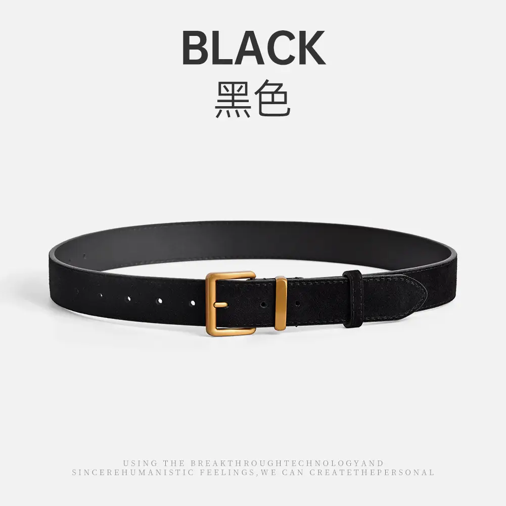 Women Pin Buckle Leather Belt Brown Gold - Image 5