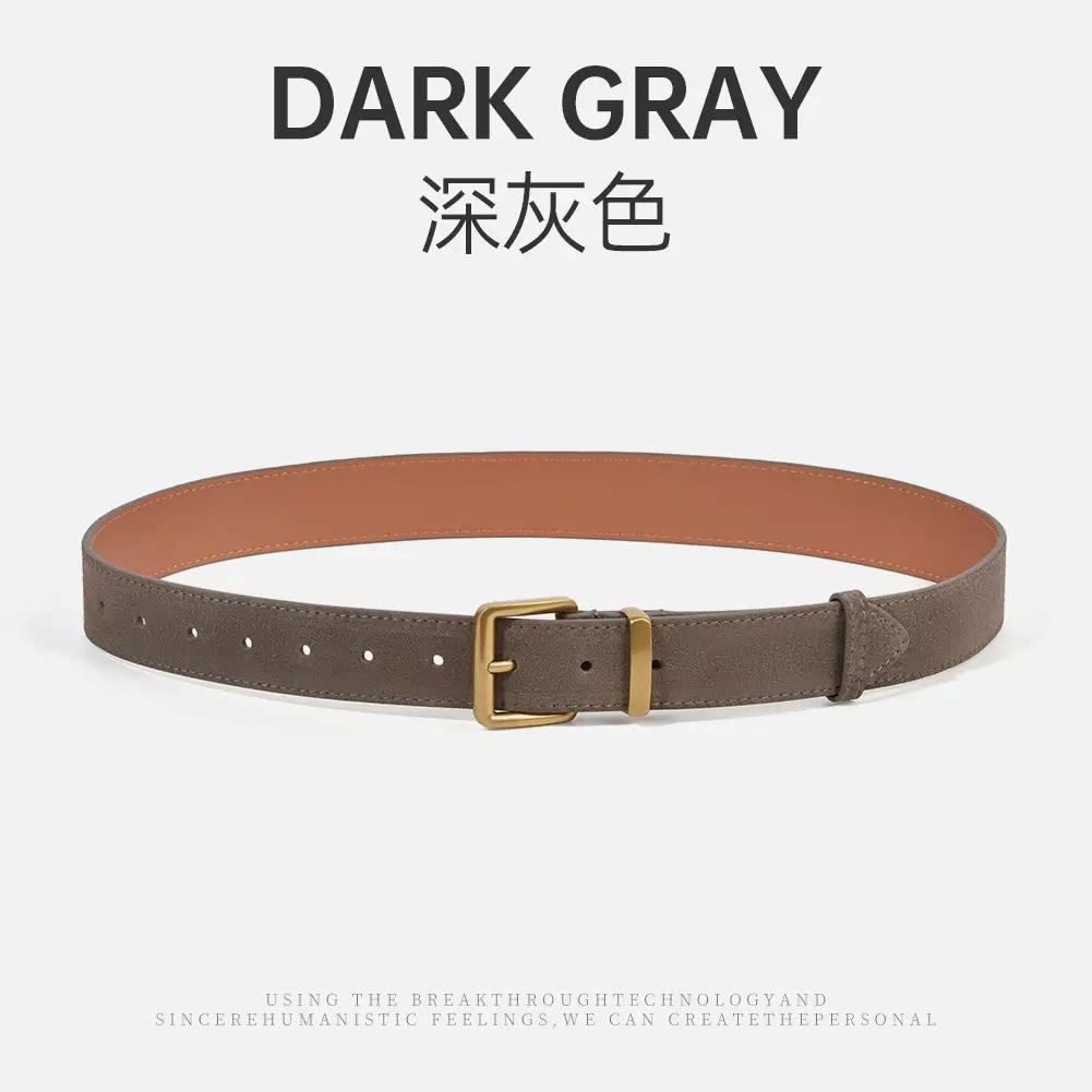 Women Pin Buckle Leather Belt Brown Gold - Image 6