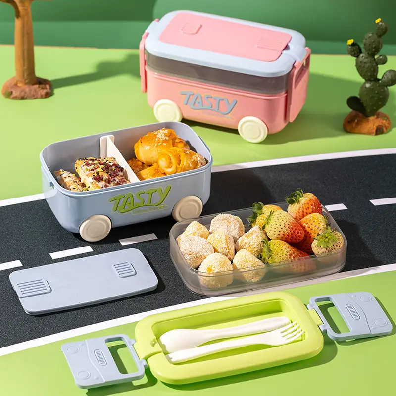 Cross-Border Lunch Box and Water Cup Set, Microwaveable Lunch Box for Office Workers, Special Lunch Box for Children, Double-Layer Lunch Box