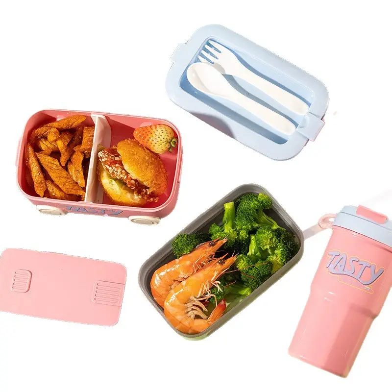 Cross-Border Lunch Box and Water Cup Set, Microwaveable Lunch Box for Office Workers, Special Lunch Box for Children, Double-Layer Lunch Box