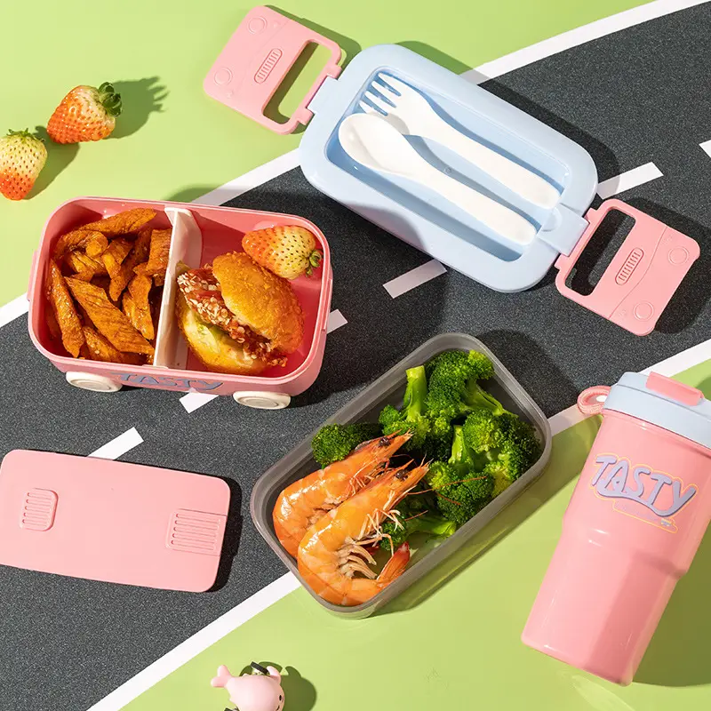Cross-Border Lunch Box and Water Cup Set, Microwaveable Lunch Box for Office Workers, Special Lunch Box for Children, Double-Layer Lunch Box