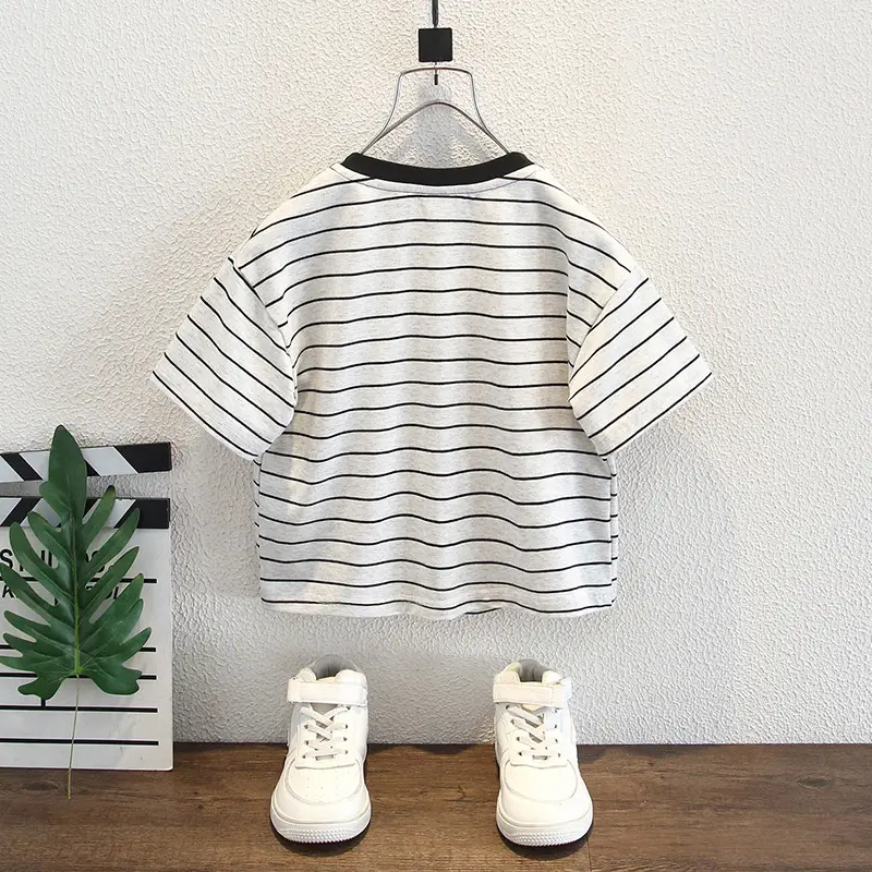 Boys Striped Korean Print T-Shirt Summer 2025 - Image 2