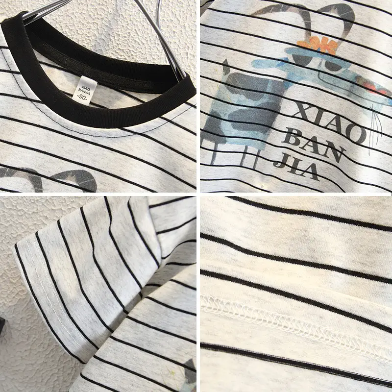 Boys Striped Korean Print T-Shirt Summer 2025 - Image 3