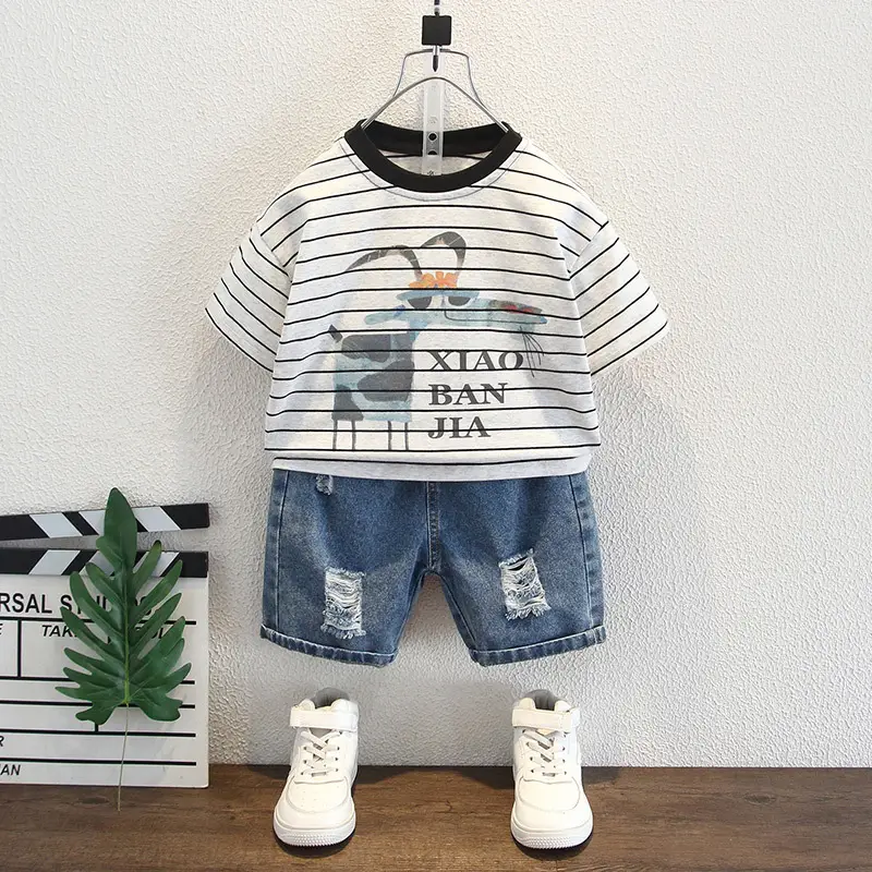 Boys Striped Korean Print T-Shirt Summer 2025 - Image 4