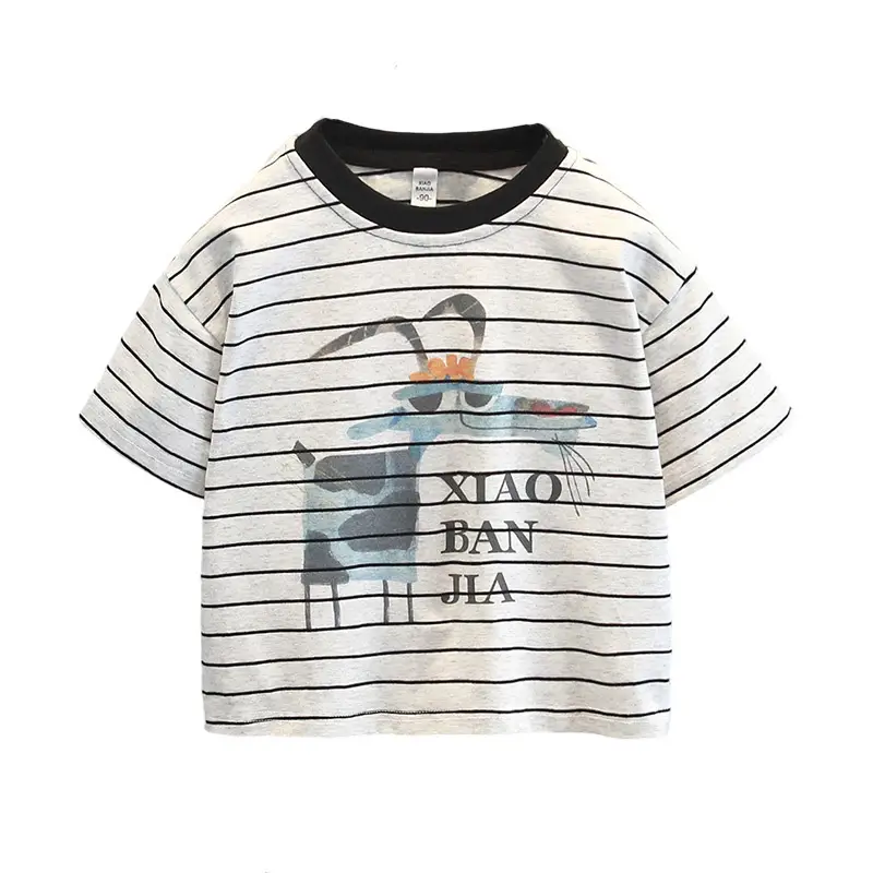 Boys Striped Korean Print T-Shirt Summer 2025 - Image 5