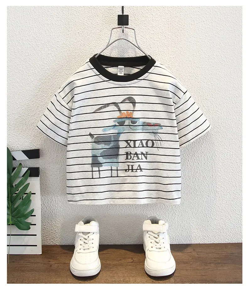 Boys Striped Korean Print T-Shirt Summer 2025 — feature 7