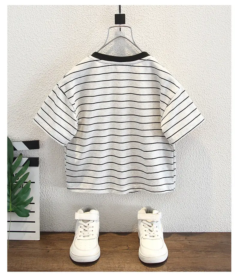 Boys Striped Korean Print T-Shirt Summer 2025 — feature 8