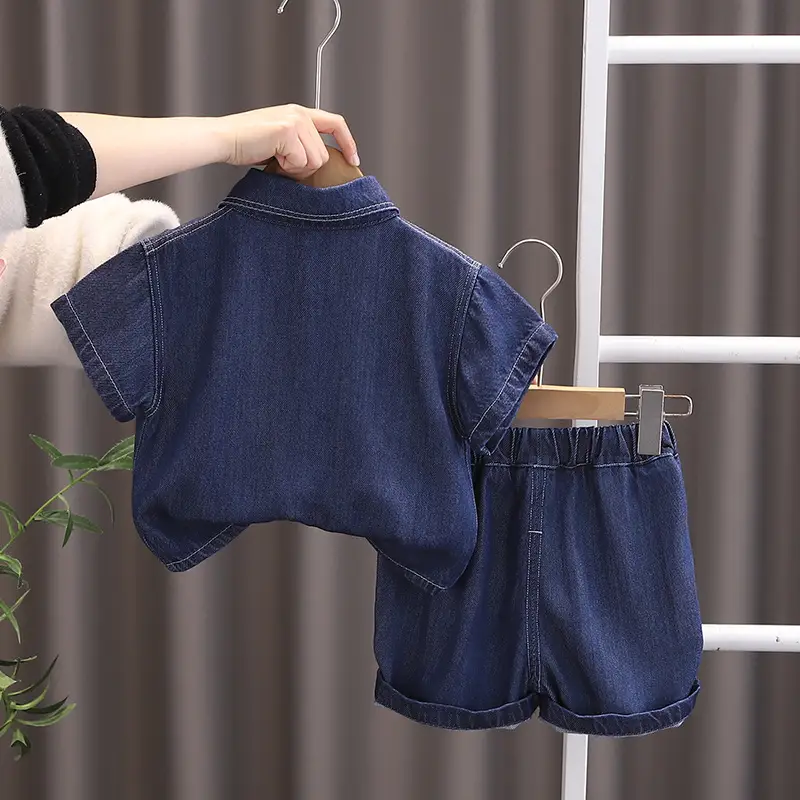 2025 Boys Korean Style Blue Denim Shorts Suit 1-5Yr - Image 3