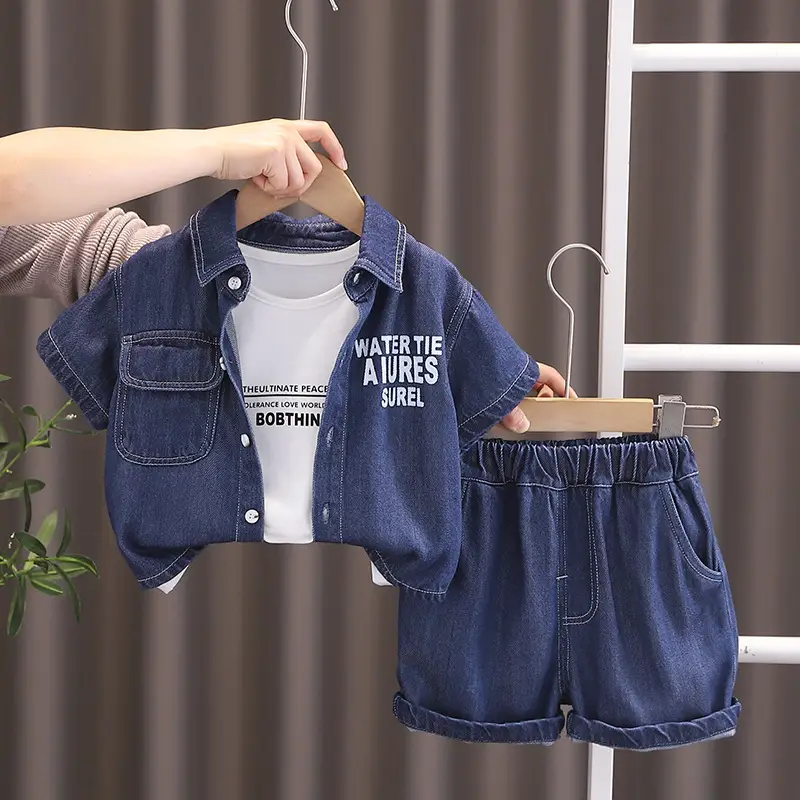 2025 Boys Korean Style Blue Denim Shorts Suit 1-5Yr - Image 2