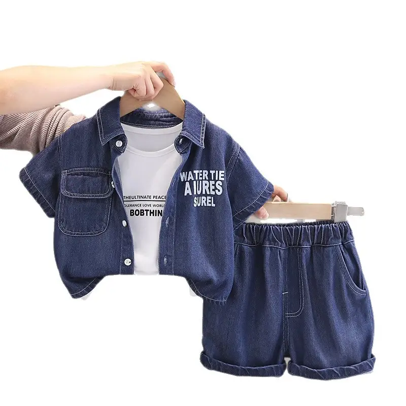 2025 Boys Korean Style Blue Denim Shorts Suit 1-5Yr - Image 5