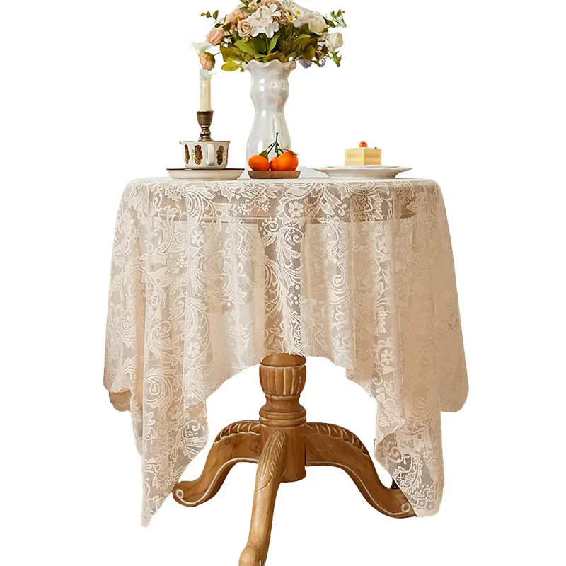 Cross-border explosions French light luxury dining table coffee table cover towel lace hollow table cloth rectangular decorative round table wholesale - Image 9