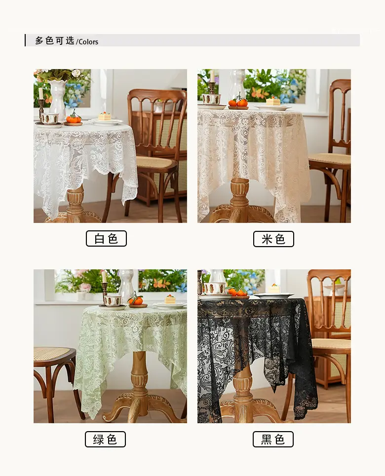 Cross-border explosions French light luxury dining table coffee table cover towel lace hollow table cloth rectangular decorative round table wholesale — feature 12