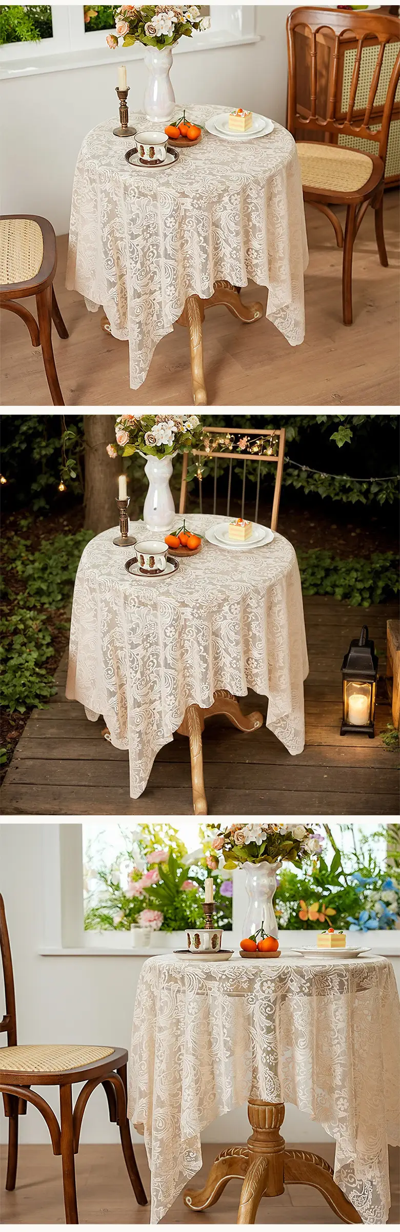 Cross-border explosions French light luxury dining table coffee table cover towel lace hollow table cloth rectangular decorative round table wholesale — feature 14