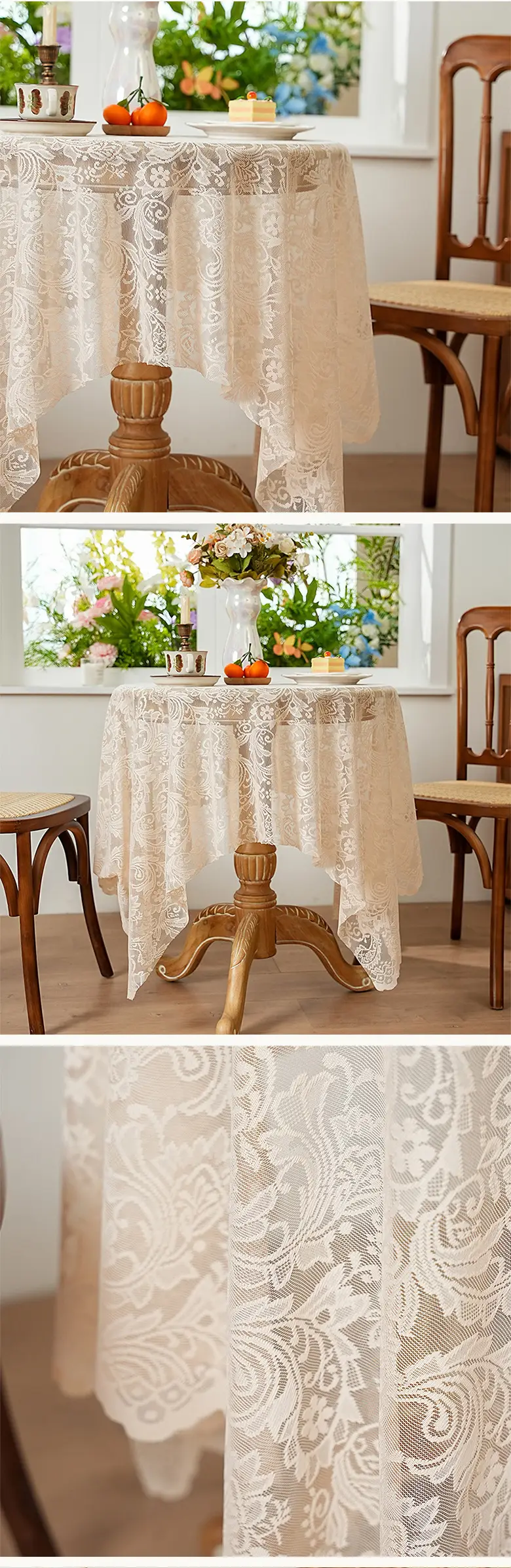 Cross-border explosions French light luxury dining table coffee table cover towel lace hollow table cloth rectangular decorative round table wholesale — feature 15