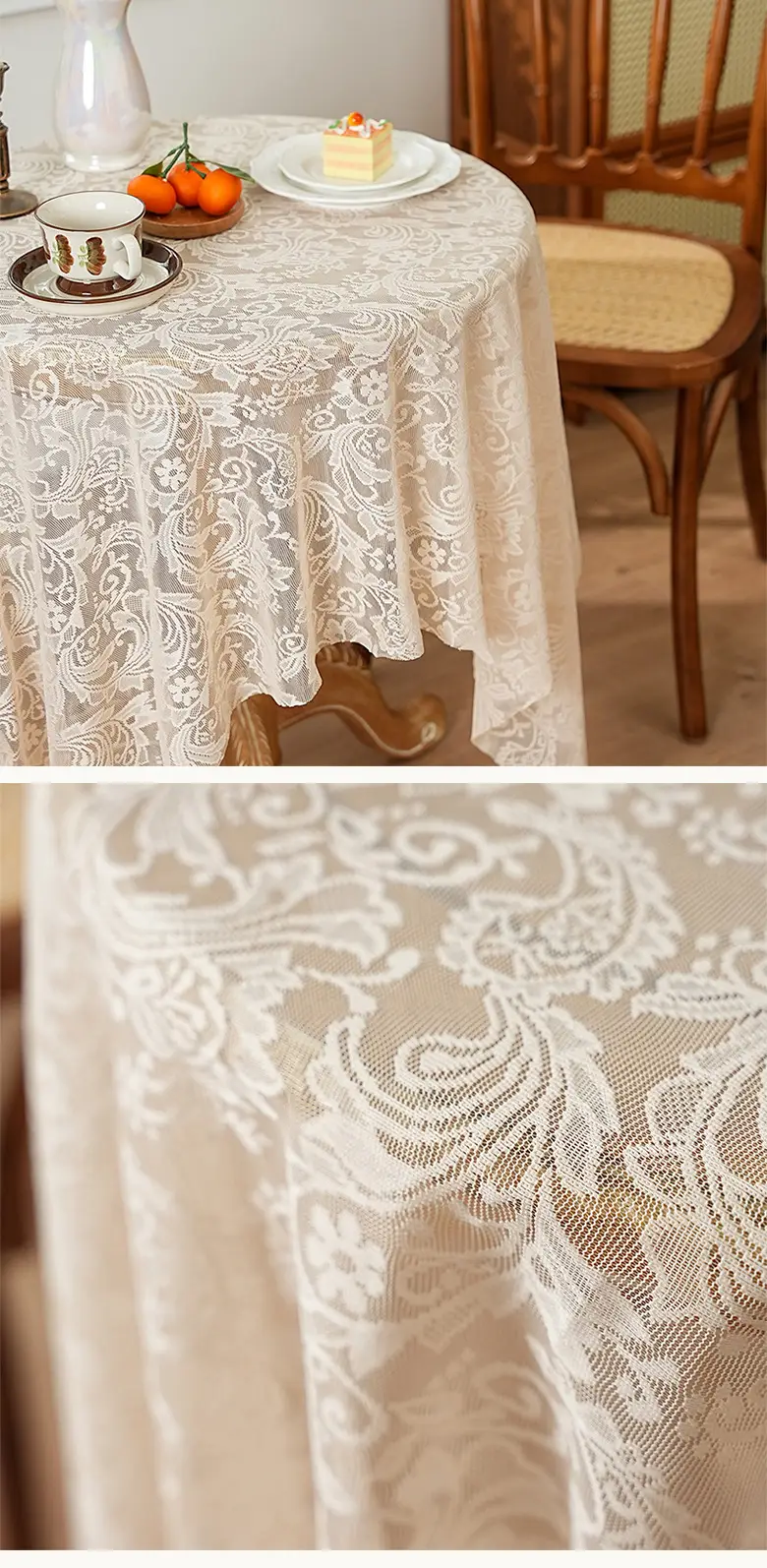 Cross-border explosions French light luxury dining table coffee table cover towel lace hollow table cloth rectangular decorative round table wholesale — feature 16
