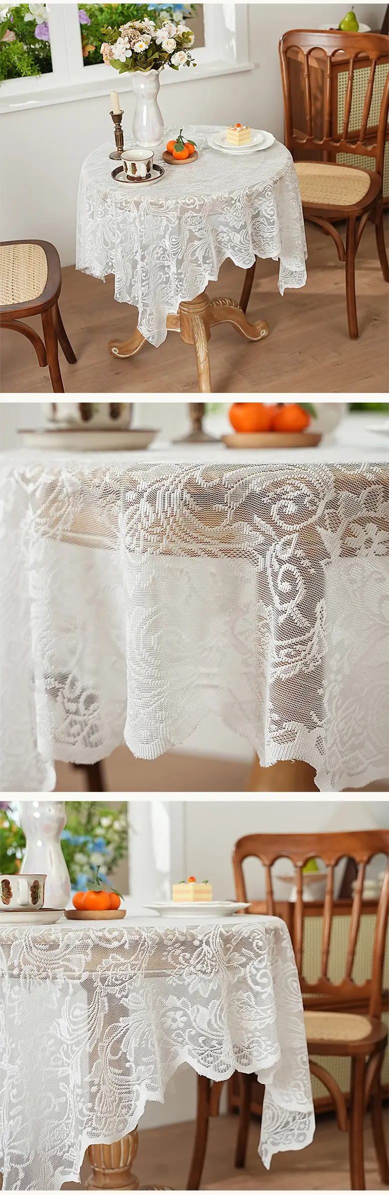 Cross-border explosions French light luxury dining table coffee table cover towel lace hollow table cloth rectangular decorative round table wholesale — feature 18