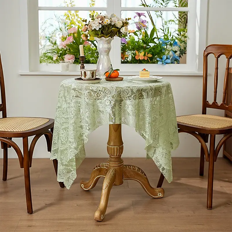 Cross-border explosions French light luxury dining table coffee table cover towel lace hollow table cloth rectangular decorative round table wholesale - Image 4