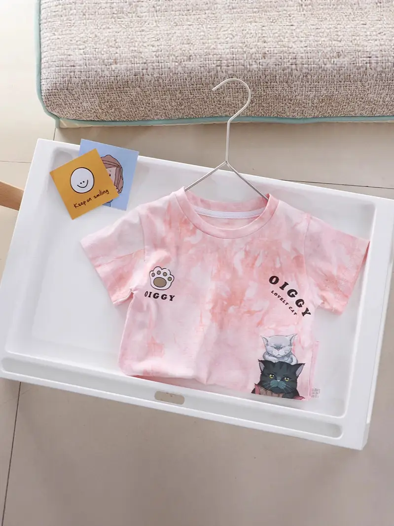 Children's Cartoon Printed T-Shirt Orange Kids Summer Wear - Image 9