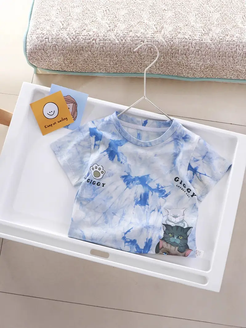 Children's Cartoon Printed T-Shirt Orange Kids Summer Wear - Image 10