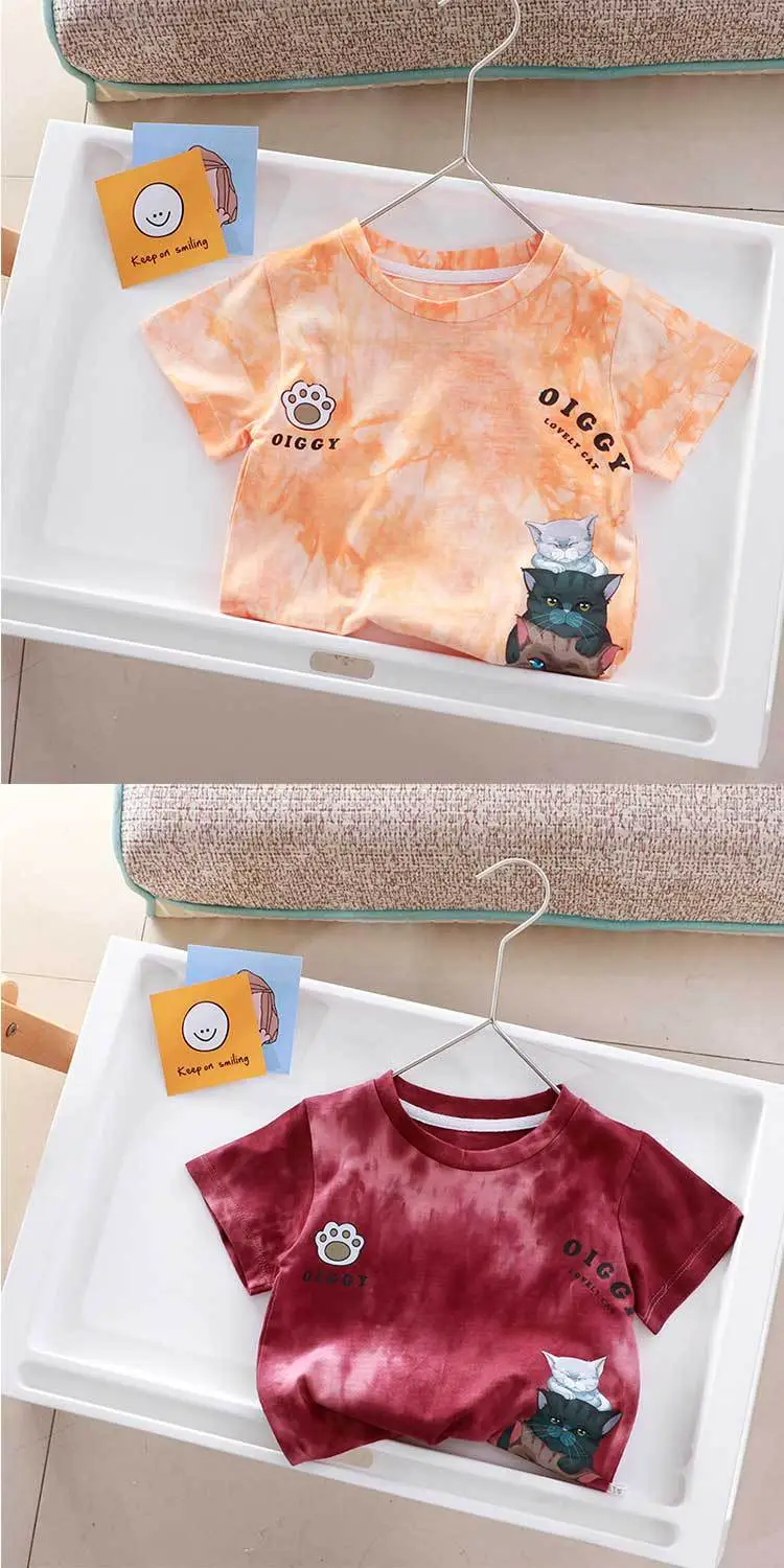 Children's Cartoon Printed T-Shirt Orange Kids Summer Wear — feature 9