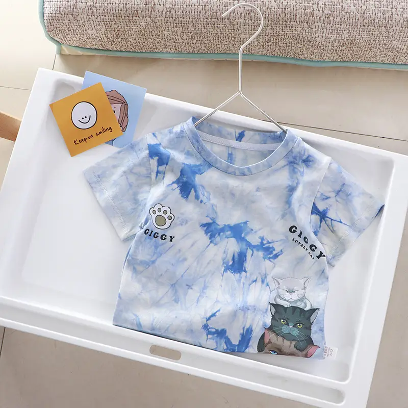 Children's Cartoon Printed T-Shirt Orange Kids Summer Wear - Image 4