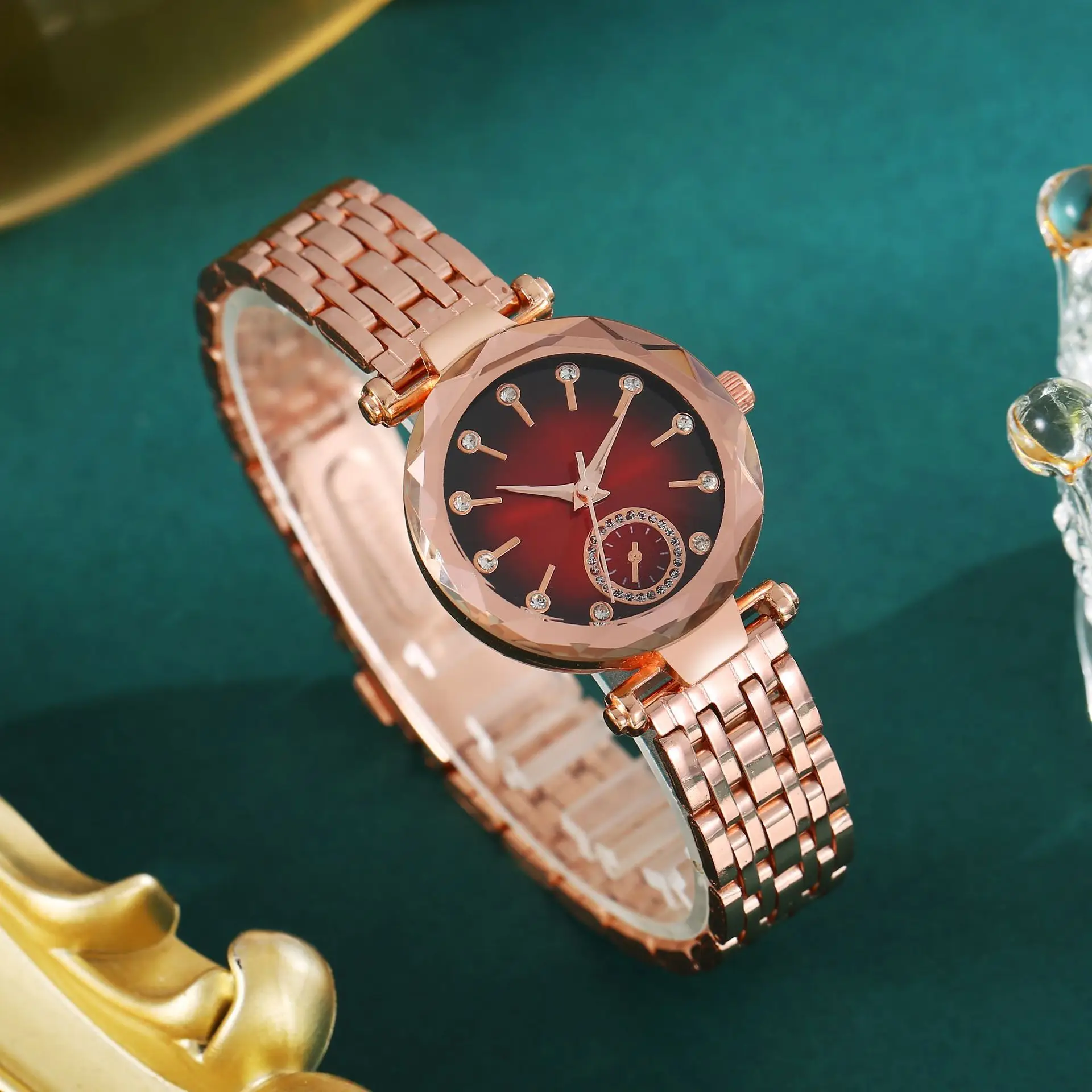 Rose Gold Purple Crystal Women's Quartz Watch - Image 5