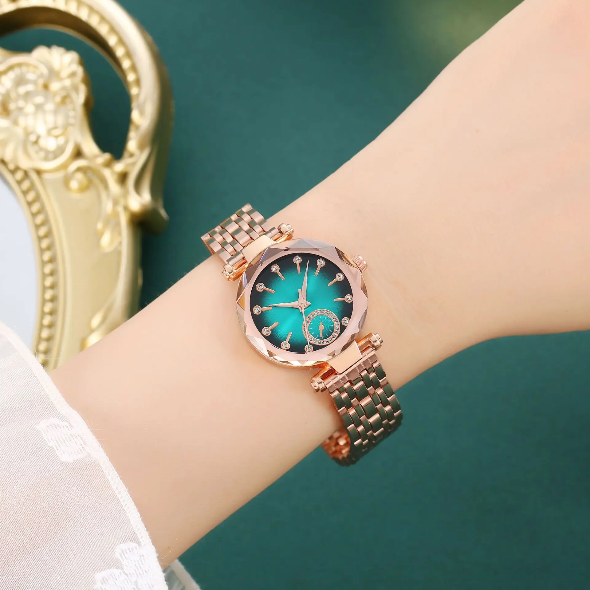 Rose Gold Purple Crystal Women's Quartz Watch - Image 6