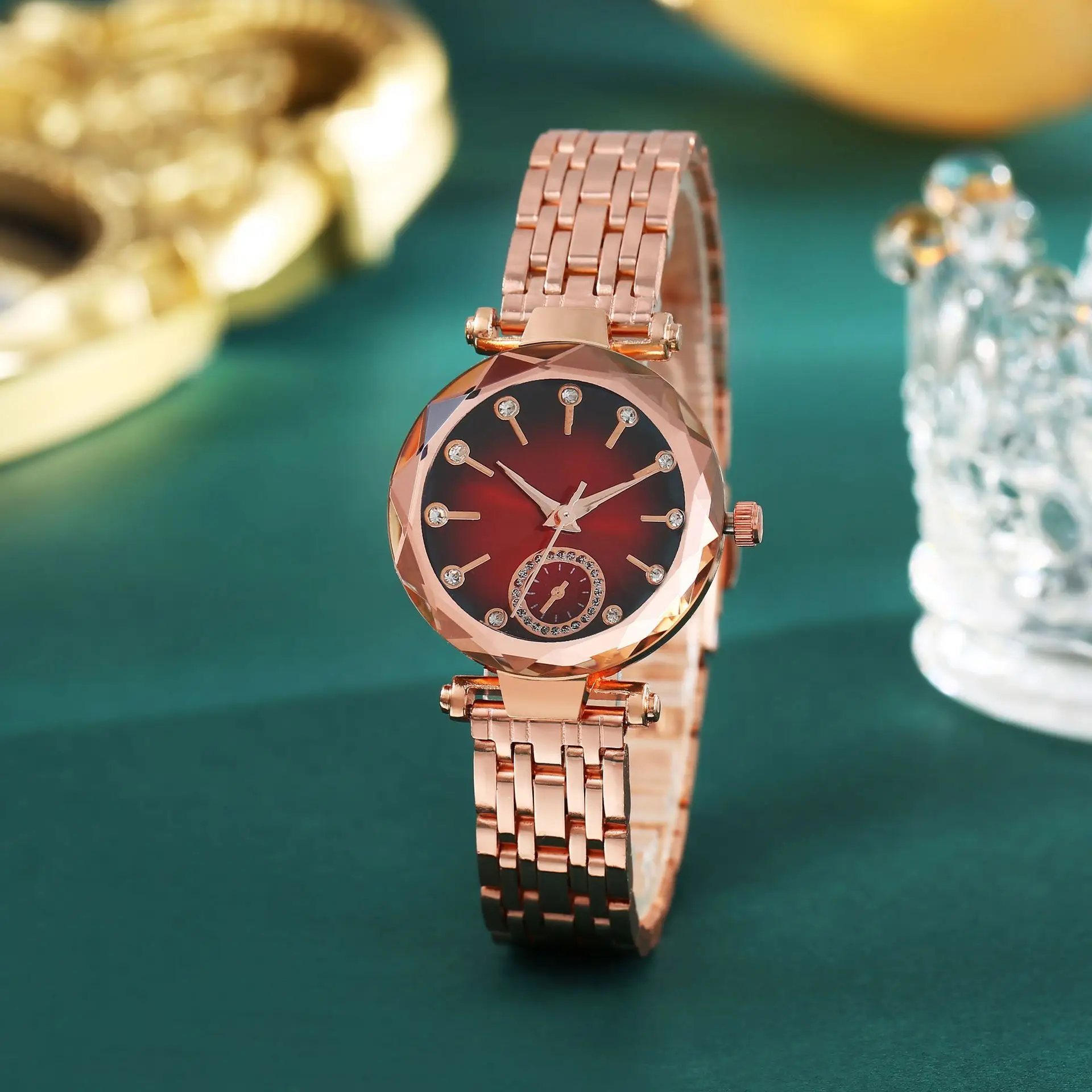 Rose Gold Purple Crystal Women's Quartz Watch - Image 2