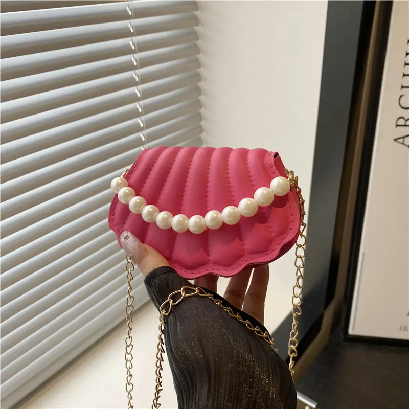 Women's Sweet Shell Crossbody Bag with Pearl Trim - Image 7
