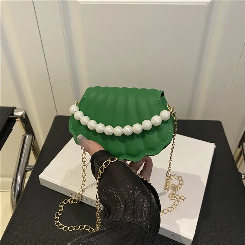 Women's Sweet Shell Crossbody Bag with Pearl Trim - Image 8