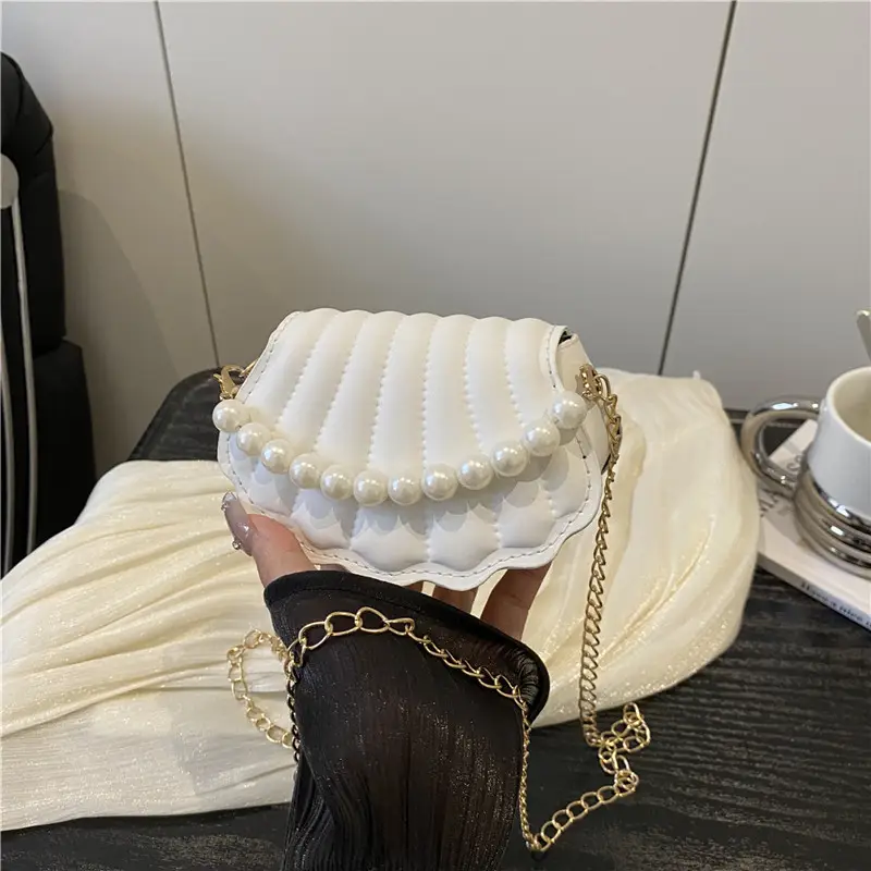 Women's Sweet Shell Crossbody Bag with Pearl Trim - Image 9