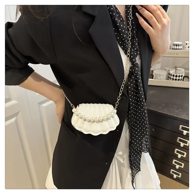 Women's Sweet Shell Crossbody Bag with Pearl Trim — feature 13