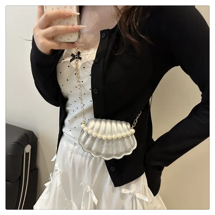 Women's Sweet Shell Crossbody Bag with Pearl Trim — feature 20