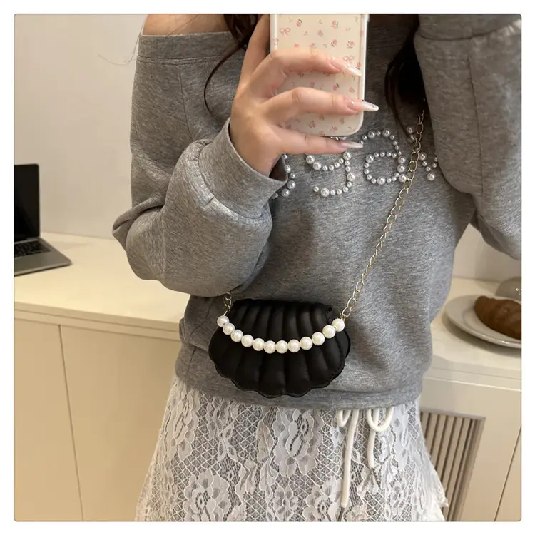 Women's Sweet Shell Crossbody Bag with Pearl Trim — feature 22