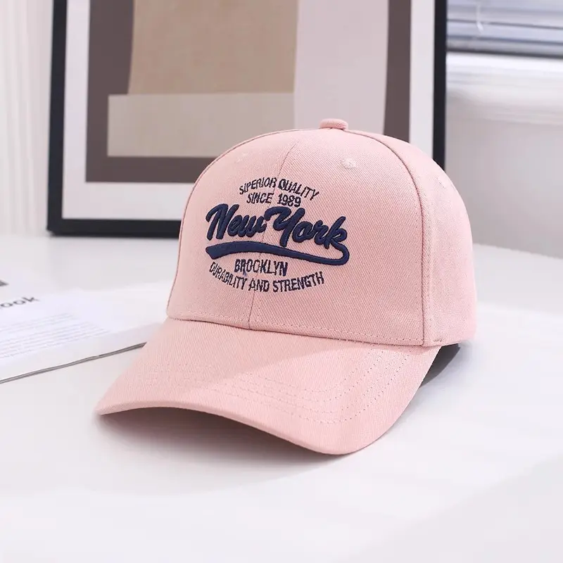 Women Korean Embroidered Baseball Cap Beige - Image 3