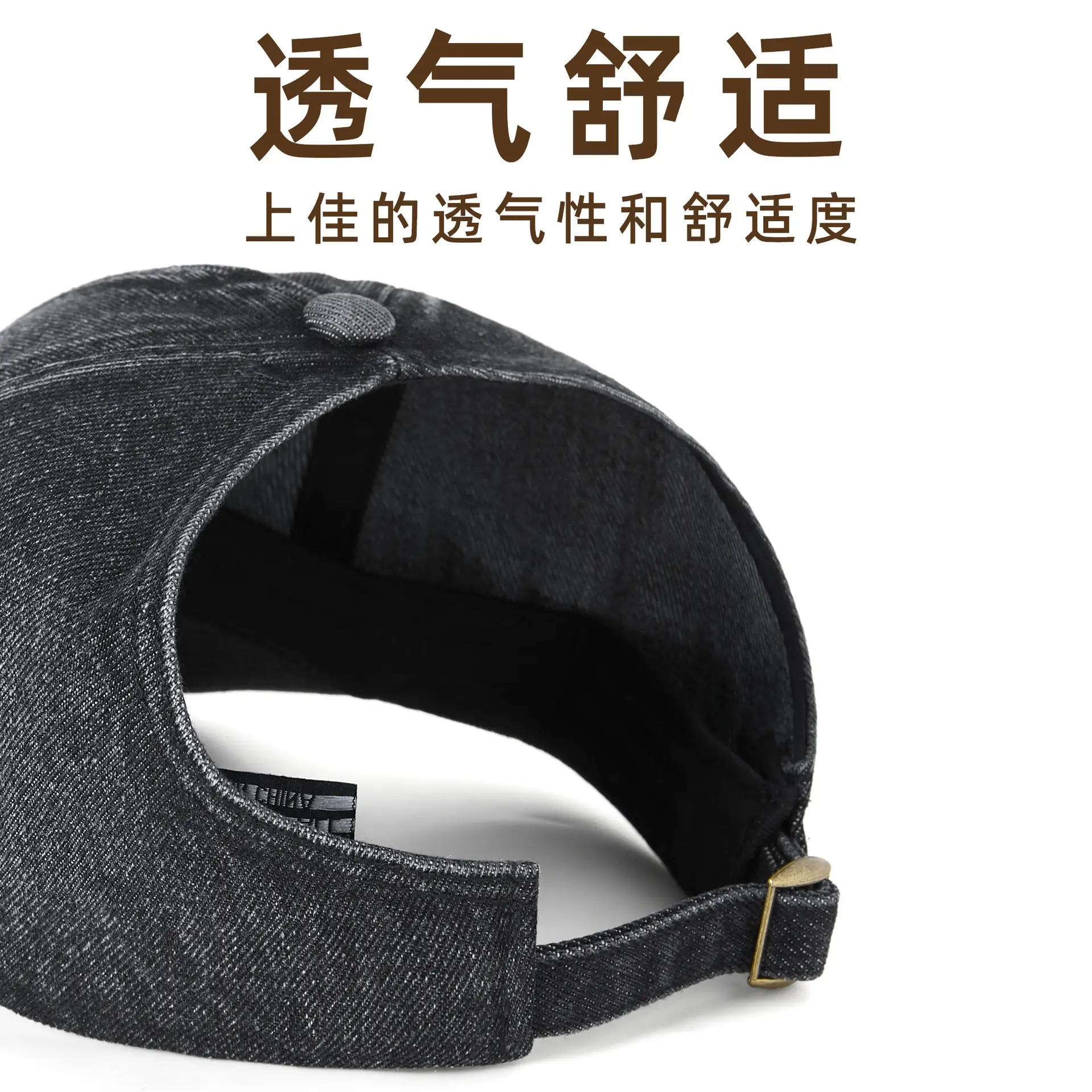 Men's Grey Denim Baseball Cap with Adjustable Strap - Image 5
