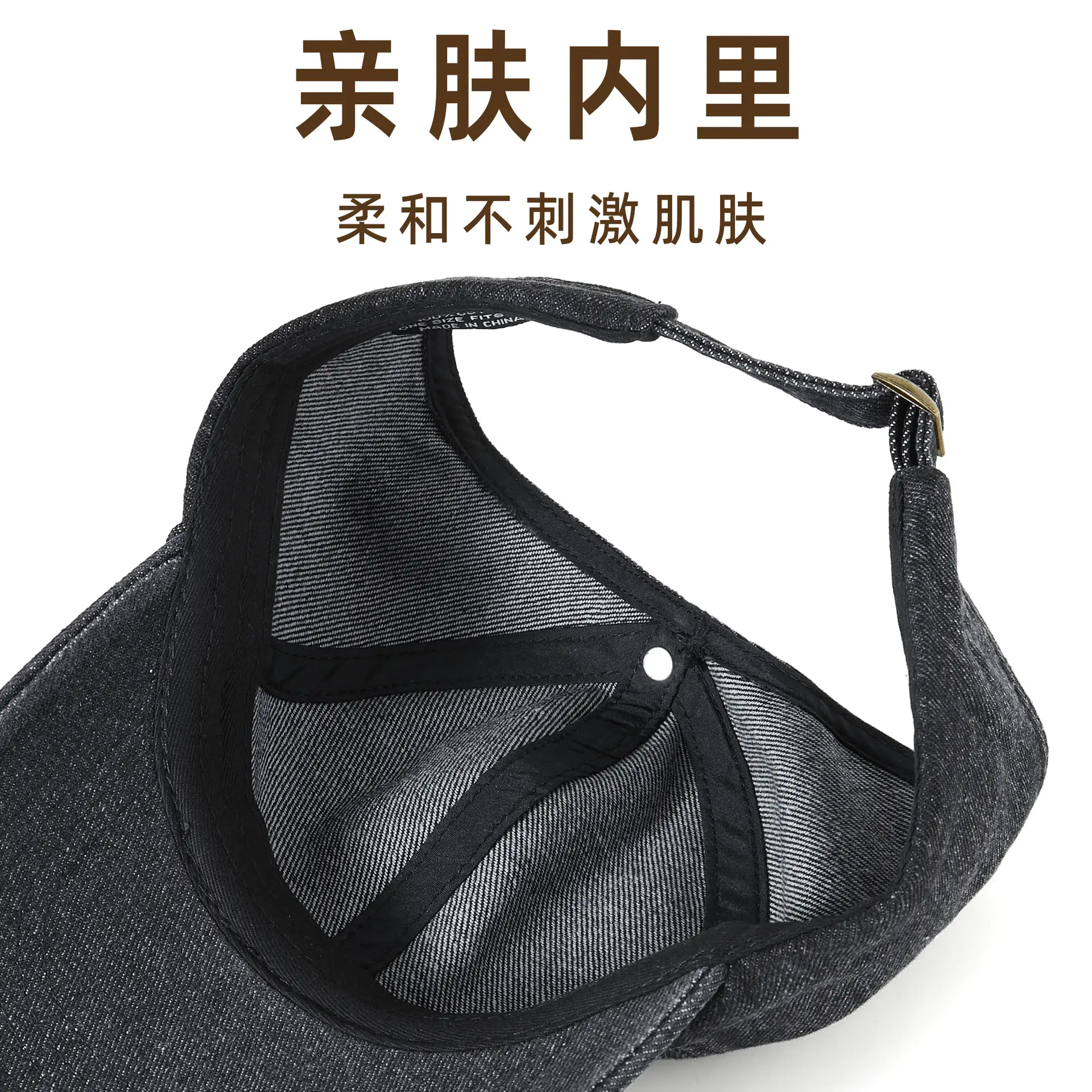 Men's Grey Denim Baseball Cap with Adjustable Strap - Image 6