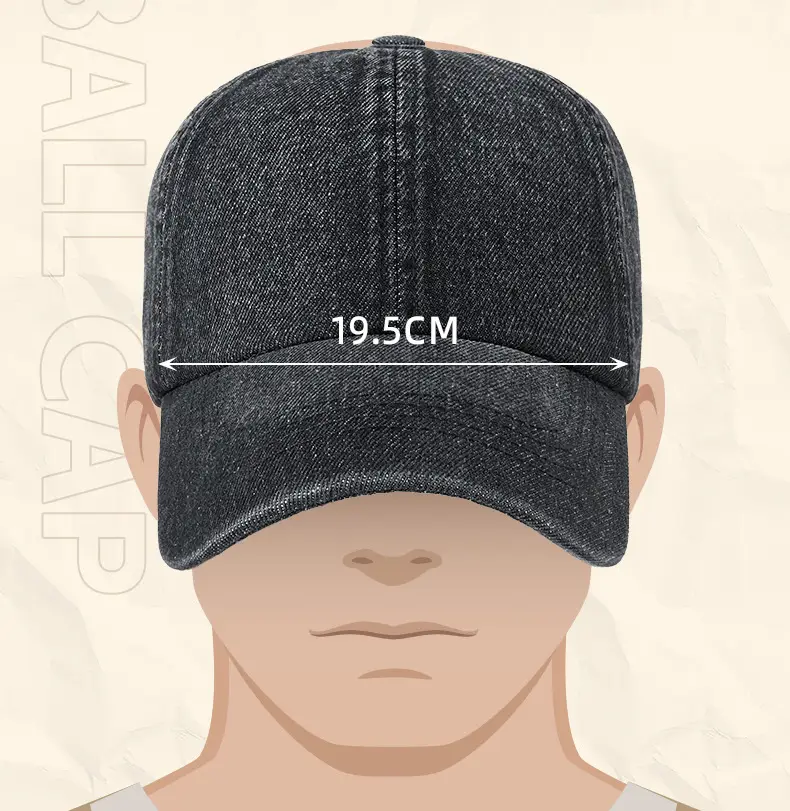 Men's Grey Denim Baseball Cap with Adjustable Strap — feature 16