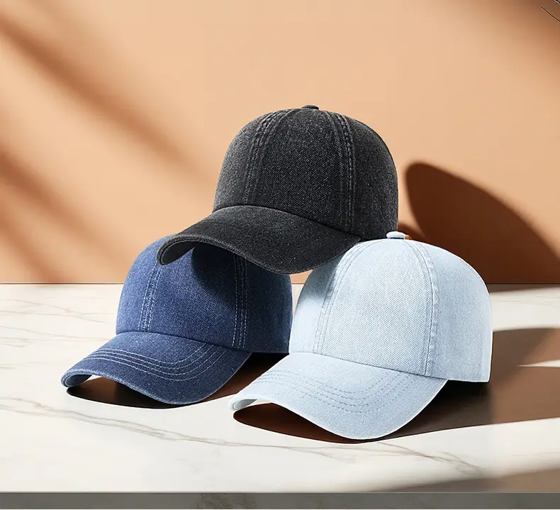 Men's Grey Denim Baseball Cap with Adjustable Strap — feature 19