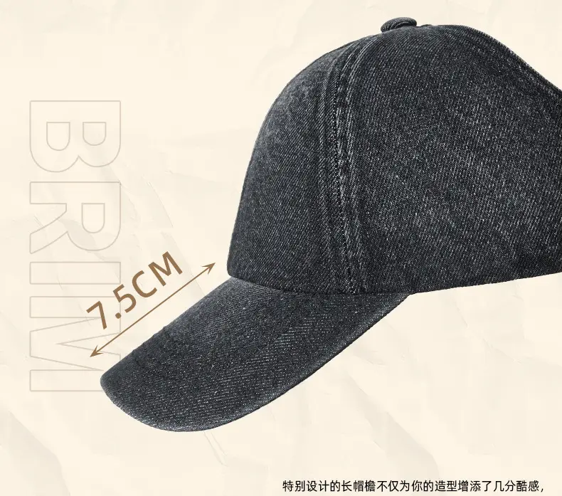 Men's Grey Denim Baseball Cap with Adjustable Strap — feature 21